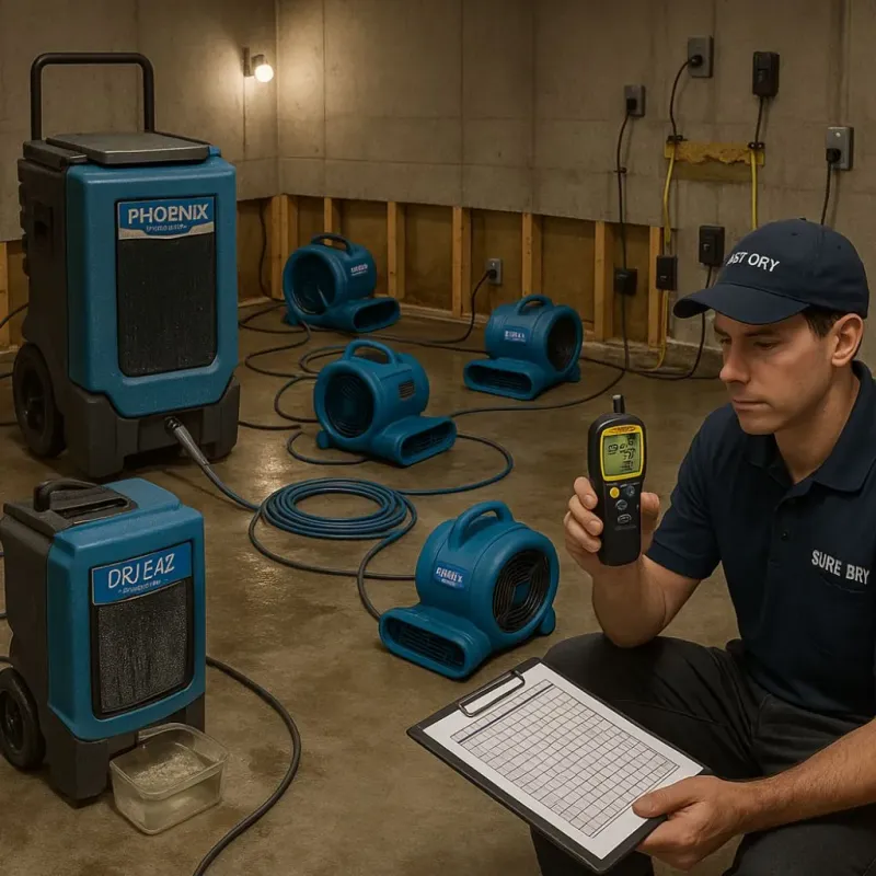 Structural Drying and Dehumidification process in Honeyville, UT